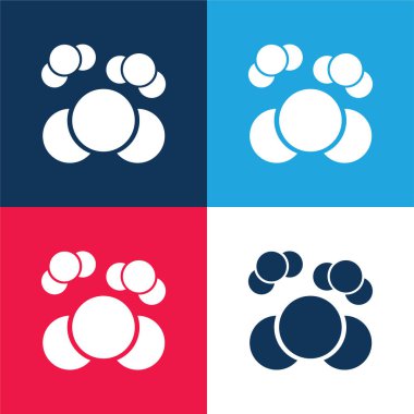 Atomlar mavi ve kırmızı dört renk minimal simge kümesi