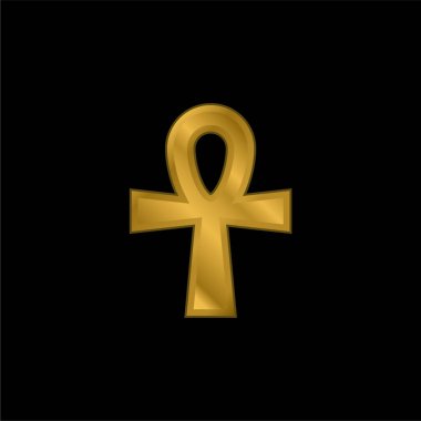 Ankh gold plated metalic icon or logo vector clipart