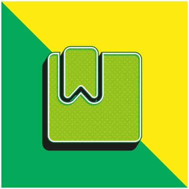 Yer İmleri Dolu Kare Yeşil ve Sarı 3D vektör simgesi logosu