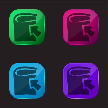 Okla El Çizimi Dört Renkli Cam Simge