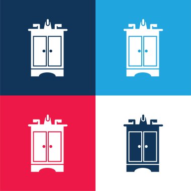Bathroom Furniture blue and red four color minimal icon set clipart