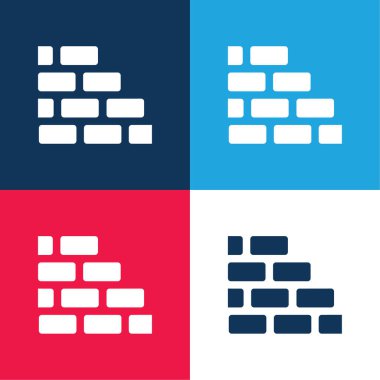 Brick Wall blue and red four color minimal icon set clipart