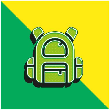 Sırt çantası yeşil ve sarı modern 3d vektör simgesi logosu