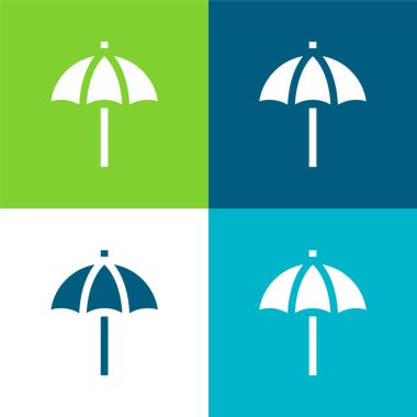Plaj Şemsiyesi Düz 4 renk en küçük simge seti