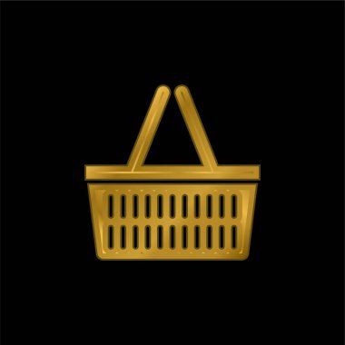 Sepet altın kaplama metalik simge veya logo vektörü