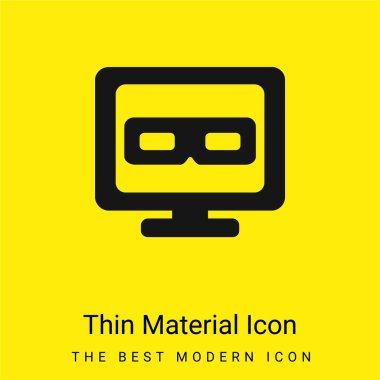 3D Television minimal bright yellow material icon clipart