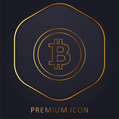Bitcoin altın çizgisi prim logosu veya simgesi