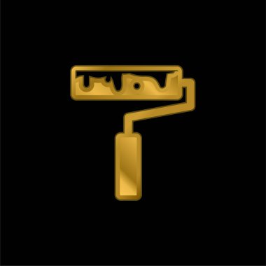 Sanat Boyama Roller altın kaplama metalik simge veya logo vektörü