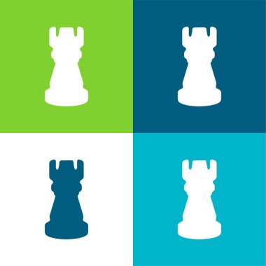 Black Tower Chess Piece Shape Flat four color minimal icon set clipart