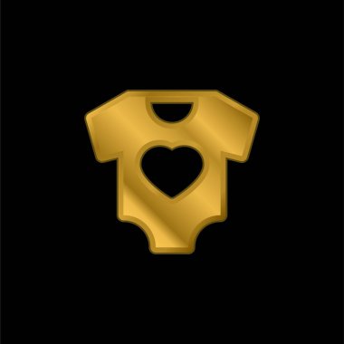 Bebek Giysileri Altın kaplama metalik simge veya logo vektörü