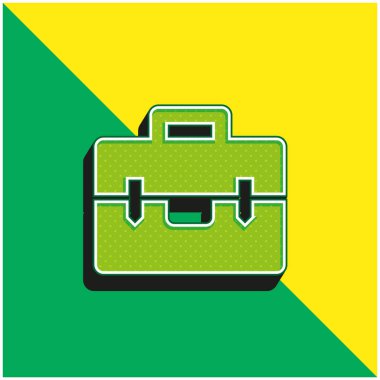 Evrak çantası Yeşil ve sarı modern 3d vektör simgesi logosu