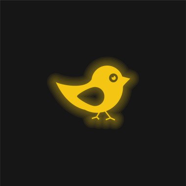 Siyah ve Beyaz Tüy Kuşu Sarı parlak neon ikonu