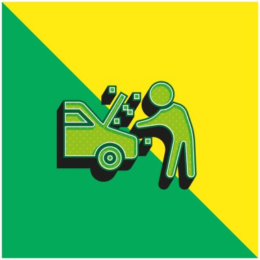 Çökme Yeşil ve Sarı Modern 3D vektör simgesi logosu