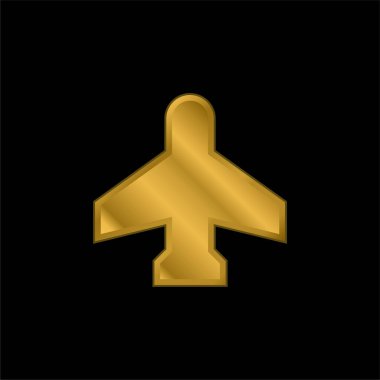 Havaalanı altın kaplamalı metalik simge veya logo vektörü