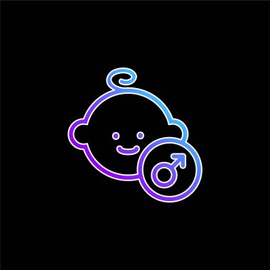 Bebek Erkek Yüzü Mavi Eğim vektör simgesi