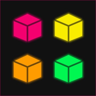 Parlayan dört renkli neon vektör simgesi