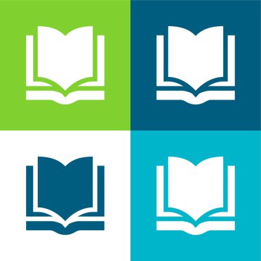 Kitap Düz 4 renk minimal simgesi seti