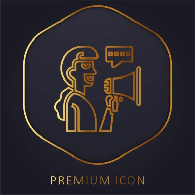 Altın çizgi prim logosu veya simgesi reklamı