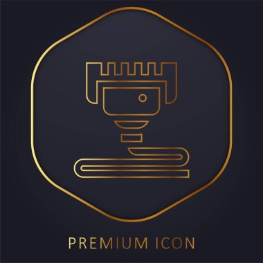 3d Print golden line premium logo or icon clipart