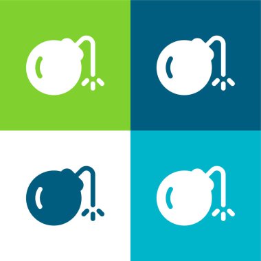 Bomba Düz 4 renk en küçük simge seti