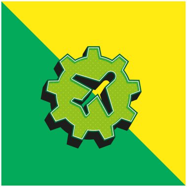 Yeşil uçak ve sarı modern 3d vektör logosu