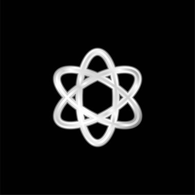 Atom Şekli. Bilim gümüş kaplama metalik simge