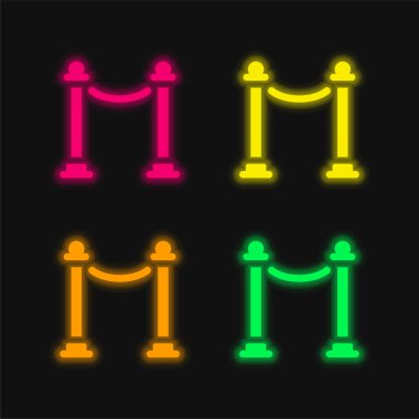 Bariyer dört renk parlayan neon vektör simgesi
