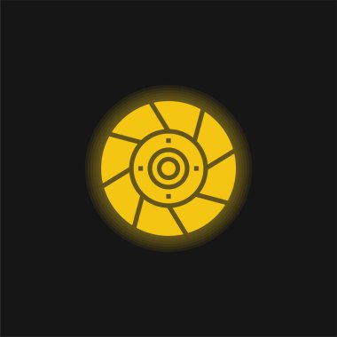 Fren Diski sarı parlak neon simgesi