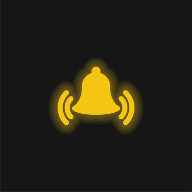 Alarm Bell Ringing yellow glowing neon icon clipart