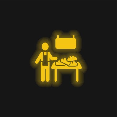Bakery Vendor yellow glowing neon icon clipart