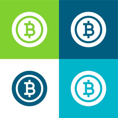 Bitcoin Düz 4 renk minimal simge kümesi