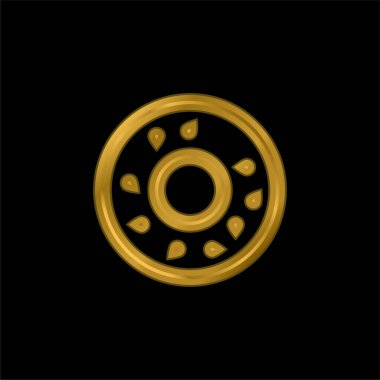 Simit altın kaplama metalik simge veya logo vektörü