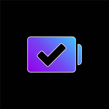 Doğrulama ile Pil Mavi Gradyan vektör simgesi imzala