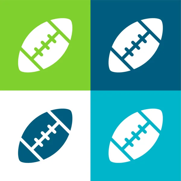 American Football Flat Four Color Minimal Icon Set — Stock Vector