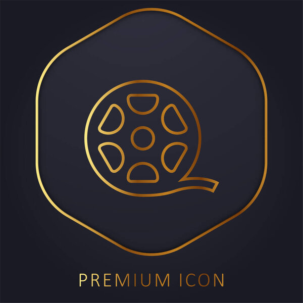 Big Film Roll golden line premium logo or icon
