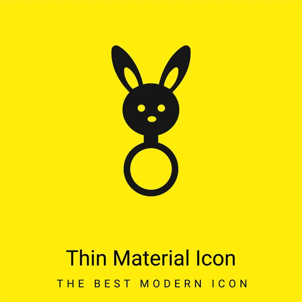 Baby Rattle Bunny Head Shape Minimal Bright Yellow Material Icon — Stock Vector