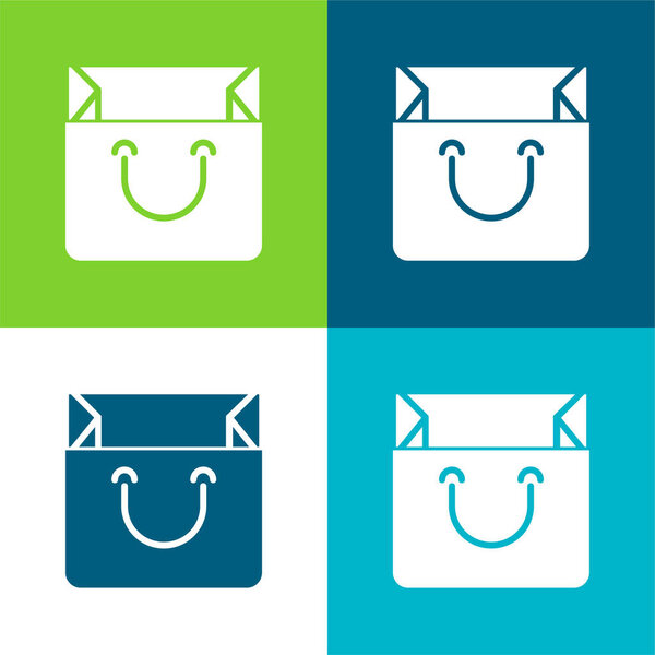 Bag Flat four color minimal icon set