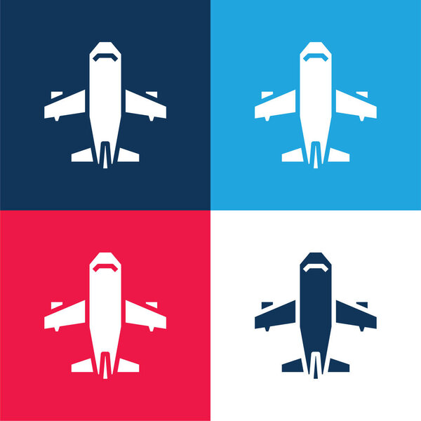 Самолет синий и красный четыре цвета минимальный набор значков
