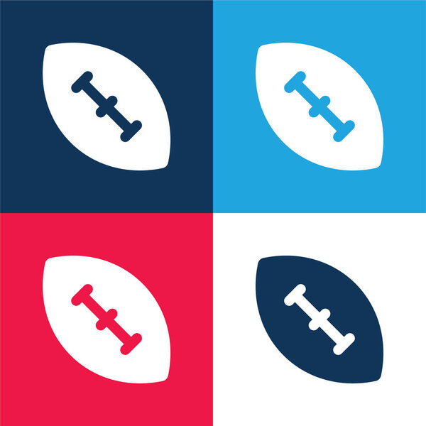 American Football Ball blue and red four color minimal icon set