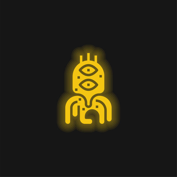 Alien yellow glowing neon icon