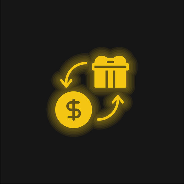 Бартер жёлтый светящийся неоновый значок