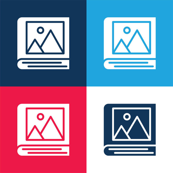 Album blue and red four color minimal icon set