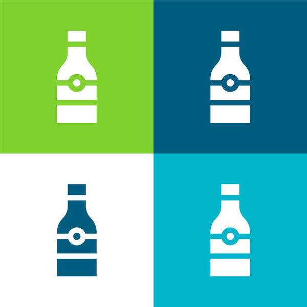 Пивная бутылка Плоская четырехцветная минимальная иконка