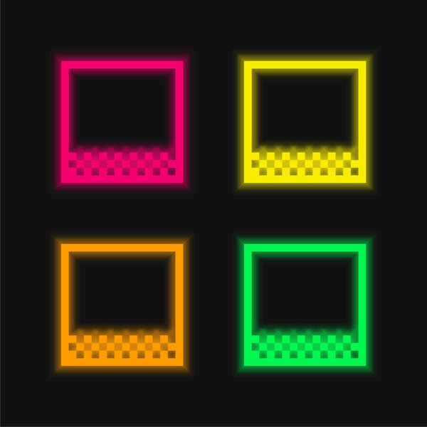 Bottom Margin four color glowing neon vector icon