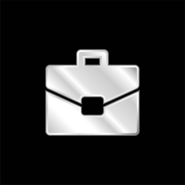 Briefcase silver plated metallic icon