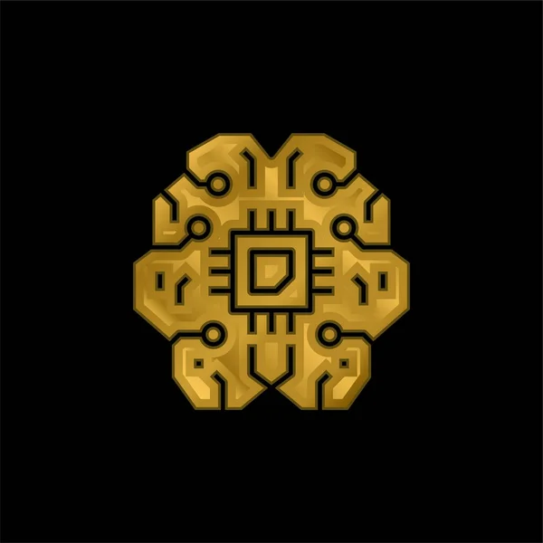 Artificiell Intelligens Guldpläterad Metallisk Ikon Eller Logotyp Vektor — Stock vektor