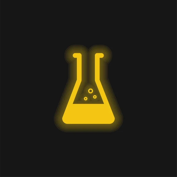 Beaker Amarillo Brillante Icono Neón — Archivo Imágenes Vectoriales