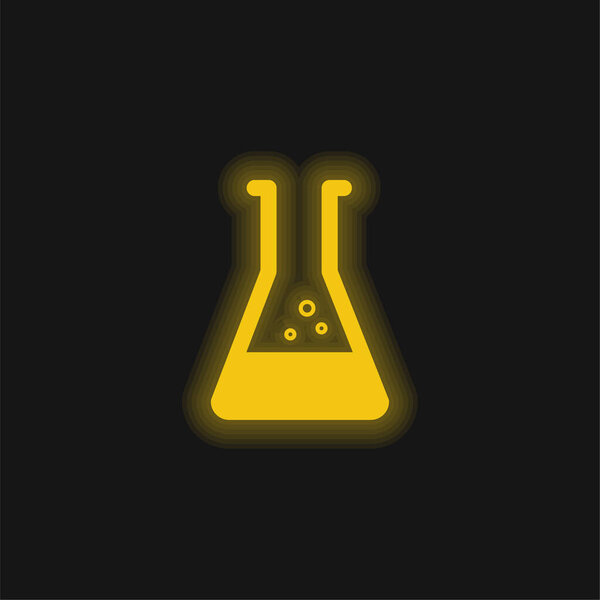 Beaker yellow glowing neon icon