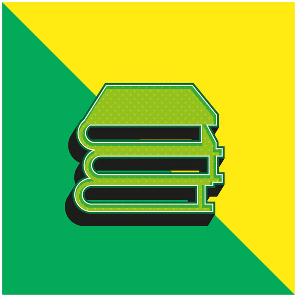 Книги стек зеленый и желтый современный 3d векторный логотип