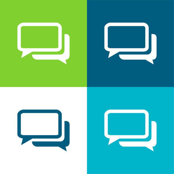 Black And White Chat Bubbles Flat four color minimal icon set